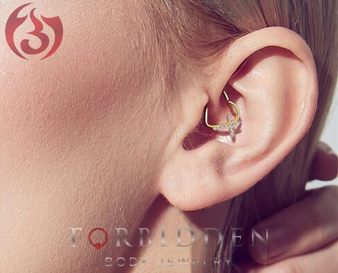 16g Platinum & Gold Plated Heart w/CZ Cross Daith & Cartilage Hoop Earring in Saudi Arabia