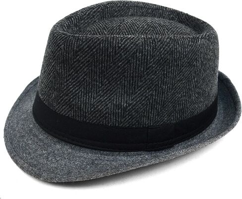 WESTEND Men's Fall Winter Trilby Plaid Woven Herringbone Suede Fedora in Saudi Arabia