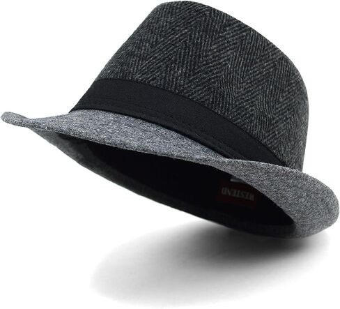 WESTEND Men's Fall Winter Trilby Plaid Woven Herringbone Suede Fedora in Saudi Arabia