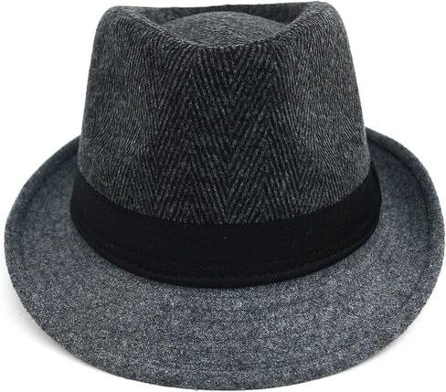 WESTEND Men's Fall Winter Trilby Plaid Woven Herringbone Suede Fedora in Saudi Arabia
