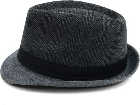 WESTEND Men's Fall Winter Trilby Plaid Woven Herringbone Suede Fedora in Saudi Arabia