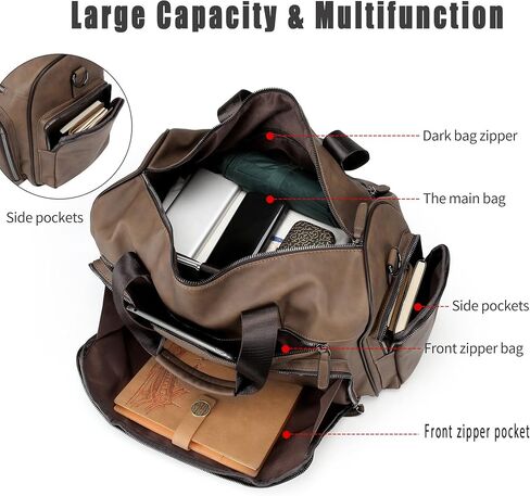 Leather Travel Duffel Bag Weekend Duffle Tote Carry Luggage Sport Duffle Weekender Overnight Gym for Men and Women in Saudi Arabia