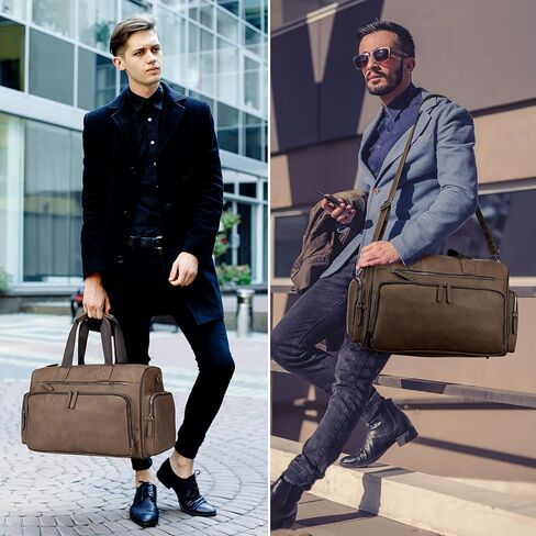 Leather Travel Duffel Bag Weekend Duffle Tote Carry Luggage Sport Duffle Weekender Overnight Gym for Men and Women in Saudi Arabia