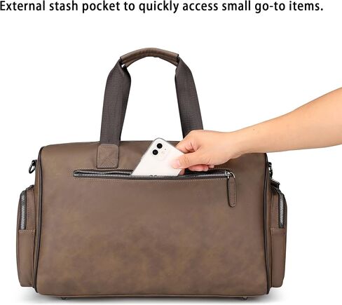 Leather Travel Duffel Bag Weekend Duffle Tote Carry Luggage Sport Duffle Weekender Overnight Gym for Men and Women in Saudi Arabia