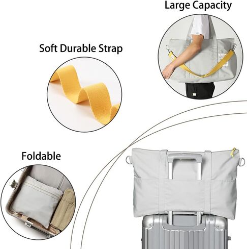 حقائب سفر من القماش الخشن، حقائب عطلة نهاية الأسبوع بأكمام ترولي، حقيبة كتف للحمل طوال الليل، حقيبة كروس قابلة للطي لصالة الألعاب الرياضية مع حزام قابل للتعديل للسفر، الرياضة، المستشفى in Kuwait