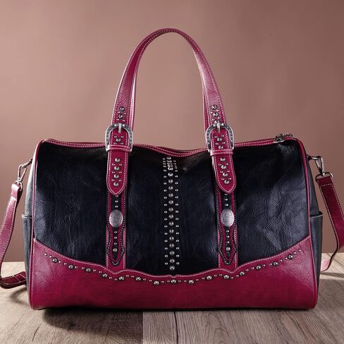 Montana West Buckle Collection Weekender Bag Travel Duffle Bags MW1209-5110BK in Saudi Arabia