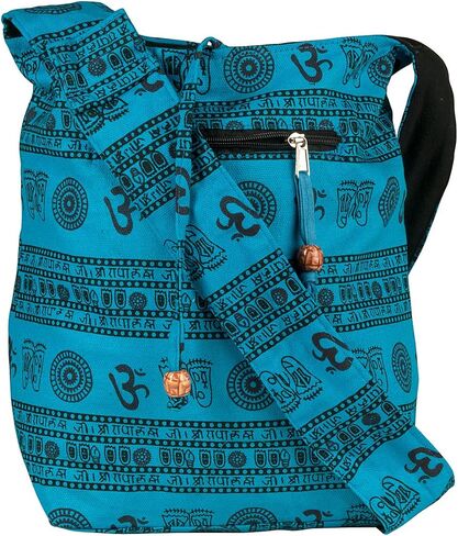 حقيبة كتف بحزام متقاطع مصنوعة يدويًا باللون الأزرق بنمط المرقعة بنمط الهيبي بوهو عصري كل يوم فريد من نوعه in Kuwait