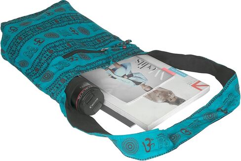 حقيبة كتف بحزام متقاطع مصنوعة يدويًا باللون الأزرق بنمط المرقعة بنمط الهيبي بوهو عصري كل يوم فريد من نوعه in Kuwait