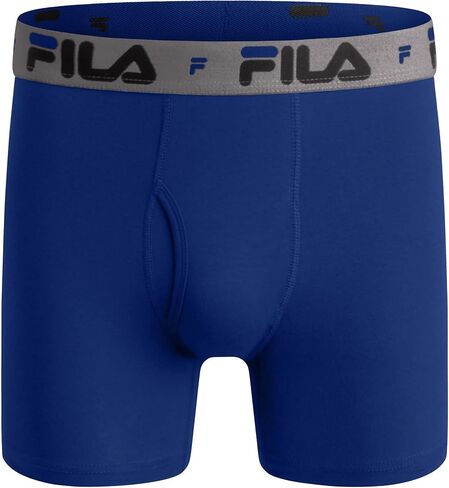 ملابس داخلية بوكسر للرجال مقاس 6 بوصات من Fila بدون مقدمة أمامية، 95% قطن، 5% ألياف لدنة، 4 قطع in Saudi Arabia