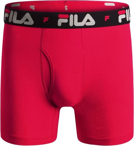 ملابس داخلية بوكسر للرجال مقاس 6 بوصات من Fila بدون مقدمة أمامية، 95% قطن، 5% ألياف لدنة، 4 قطع in Saudi Arabia