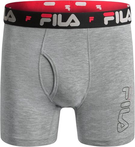 ملابس داخلية بوكسر للرجال مقاس 6 بوصات من Fila بدون مقدمة أمامية، 95% قطن، 5% ألياف لدنة، 4 قطع in Saudi Arabia