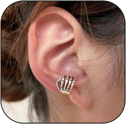 Gothic Skeleton Hand Ear Cuffs Earring Punk Skull Skeleton Hand Earrings Non Piercing Halloween Jewelry for Women Girls in Saudi Arabia