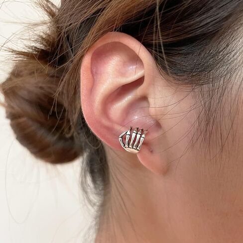 Gothic Skeleton Hand Ear Cuffs Earring Punk Skull Skeleton Hand Earrings Non Piercing Halloween Jewelry for Women Girls in Saudi Arabia