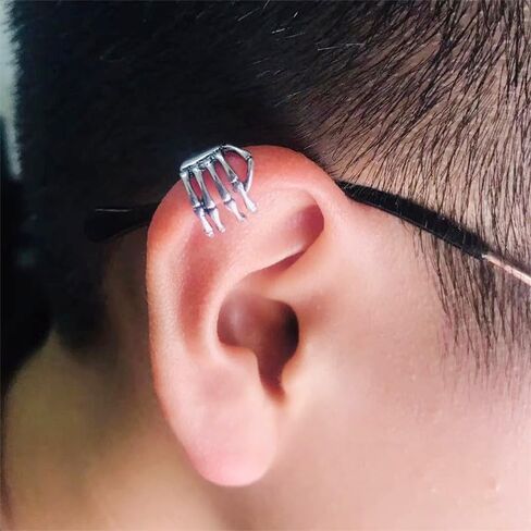 Gothic Skeleton Hand Ear Cuffs Earring Punk Skull Skeleton Hand Earrings Non Piercing Halloween Jewelry for Women Girls in Saudi Arabia