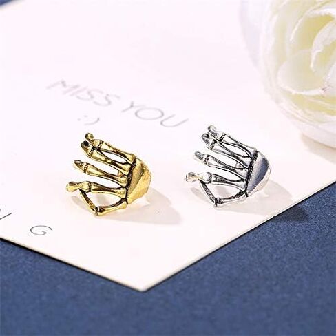 Gothic Skeleton Hand Ear Cuffs Earring Punk Skull Skeleton Hand Earrings Non Piercing Halloween Jewelry for Women Girls in Saudi Arabia
