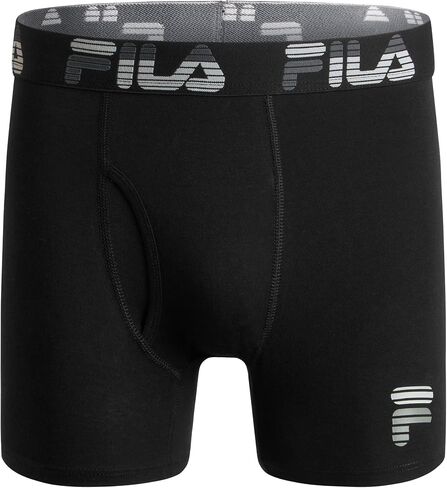 ملابس داخلية بوكسر للرجال مقاس 6 بوصات من Fila بدون مقدمة أمامية، 95% قطن، 5% ألياف لدنة، 4 قطع in Saudi Arabia