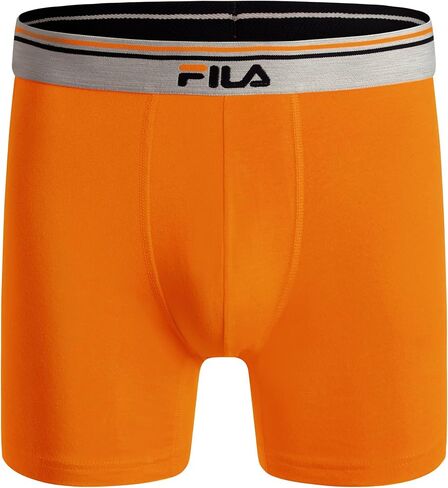 ملابس داخلية بوكسر للرجال مقاس 6 بوصات من Fila بدون مقدمة أمامية، 95% قطن، 5% ألياف لدنة، 4 قطع in Saudi Arabia