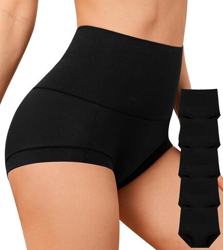 Annenmy Super High Waisted Underwear for Postpartum Boy Shorts Women Tummy Control Brief Cotton Panties 5 Pack in Saudi Arabia