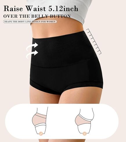 Annenmy Super High Waisted Underwear for Postpartum Boy Shorts Women Tummy Control Brief Cotton Panties 5 Pack in Saudi Arabia