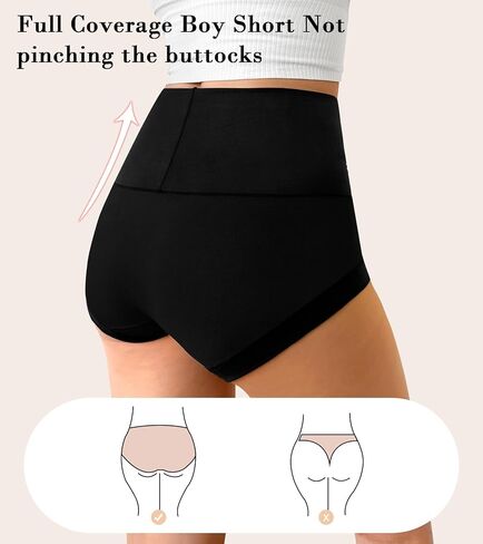 Annenmy Super High Waisted Underwear for Postpartum Boy Shorts Women Tummy Control Brief Cotton Panties 5 Pack in Saudi Arabia