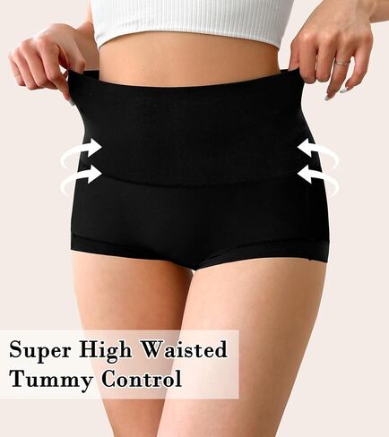 Annenmy Super High Waisted Underwear for Postpartum Boy Shorts Women Tummy Control Brief Cotton Panties 5 Pack in Saudi Arabia