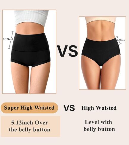 Annenmy Super High Waisted Underwear for Postpartum Boy Shorts Women Tummy Control Brief Cotton Panties 5 Pack in Saudi Arabia