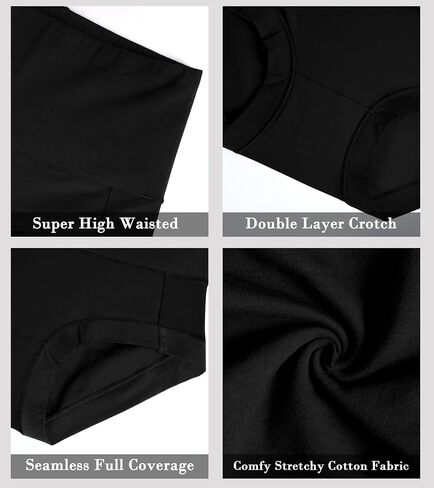 Annenmy Super High Waisted Underwear for Postpartum Boy Shorts Women Tummy Control Brief Cotton Panties 5 Pack in Saudi Arabia