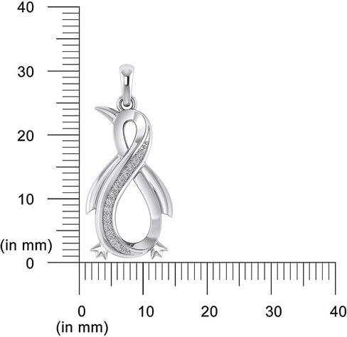 عقد بقلادة على شكل بطريق إنفينيتي من الألماس الطبيعي من بريتي جويلز، سلسلة 18 بوصة من الفضة الإسترليني عيار 925 (0.08 قيراط) (وضوح I1-I2) in Kuwait