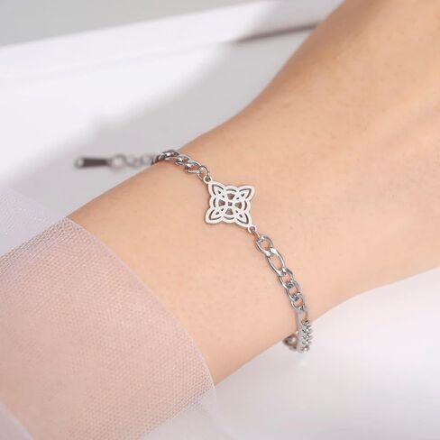 EUEAVAN Delicate Celtic Witch's Knot Bracelet Amulet Cutout Four Corners Charm Irish Wiccan Vintage Jewelry Gift Girls Women in Saudi Arabia