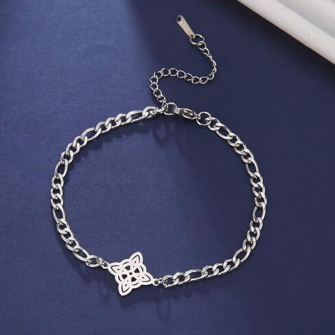 EUEAVAN Delicate Celtic Witch's Knot Bracelet Amulet Cutout Four Corners Charm Irish Wiccan Vintage Jewelry Gift Girls Women in Saudi Arabia