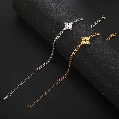 EUEAVAN Delicate Celtic Witch's Knot Bracelet Amulet Cutout Four Corners Charm Irish Wiccan Vintage Jewelry Gift Girls Women in Saudi Arabia