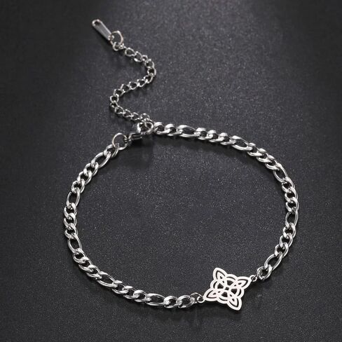 EUEAVAN Delicate Celtic Witch's Knot Bracelet Amulet Cutout Four Corners Charm Irish Wiccan Vintage Jewelry Gift Girls Women in Saudi Arabia