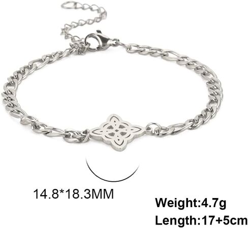 EUEAVAN Delicate Celtic Witch's Knot Bracelet Amulet Cutout Four Corners Charm Irish Wiccan Vintage Jewelry Gift Girls Women in Saudi Arabia