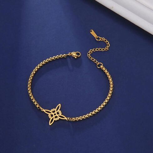 EUEAVAN Delicate Celtic Witch's Knot Bracelet Amulet Cutout Four Corners Charm Irish Wiccan Vintage Jewelry Gift Girls Women in Saudi Arabia