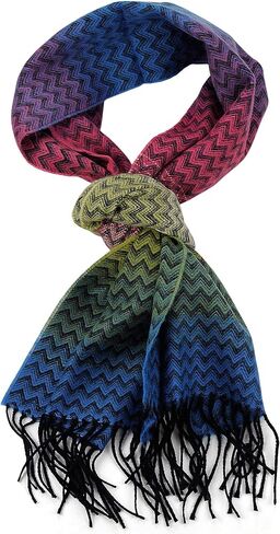 D&Y Unisex Classic Softer Than Cashmere Chevron Fringe End Scarf in Saudi Arabia