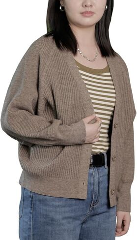 سترة نسائية من Blostirno مفتوحة من الأمام وسترات خفيفة الوزن ورقبة على شكل حرف V وأكمام طويلة وأكتاف منسدلة ملابس خارجية in Kuwait