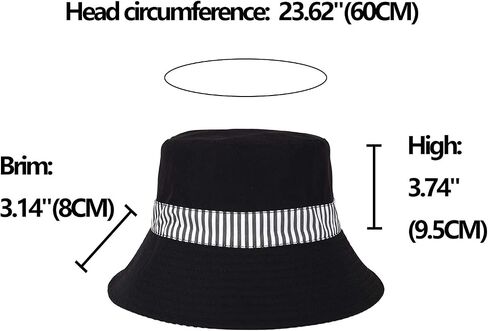 DOCILA Reversible Stripe Print Bucket Hat for Women Large Brim Packable Sun Visors Casual Cotton Fisherman Caps with Strings in Saudi Arabia