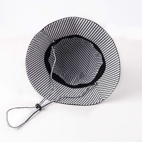 DOCILA Reversible Stripe Print Bucket Hat for Women Large Brim Packable Sun Visors Casual Cotton Fisherman Caps with Strings in Saudi Arabia