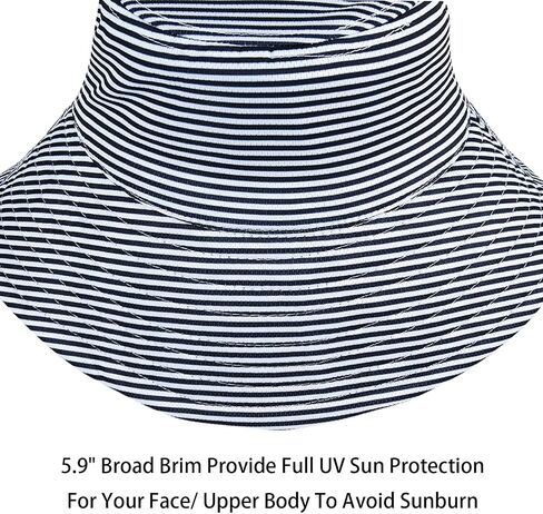 DOCILA Reversible Stripe Print Bucket Hat for Women Large Brim Packable Sun Visors Casual Cotton Fisherman Caps with Strings in Saudi Arabia