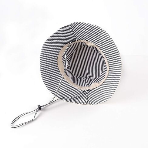 DOCILA Reversible Stripe Print Bucket Hat for Women Large Brim Packable Sun Visors Casual Cotton Fisherman Caps with Strings in Kuwait