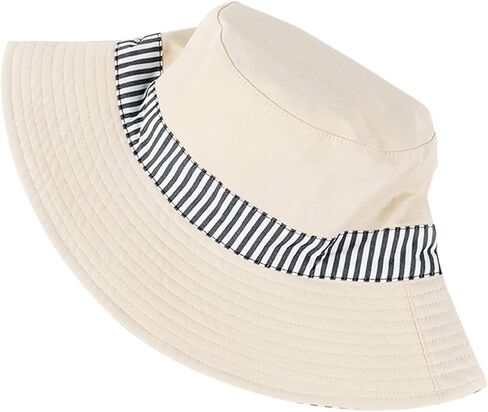DOCILA Reversible Stripe Print Bucket Hat for Women Large Brim Packable Sun Visors Casual Cotton Fisherman Caps with Strings in Kuwait