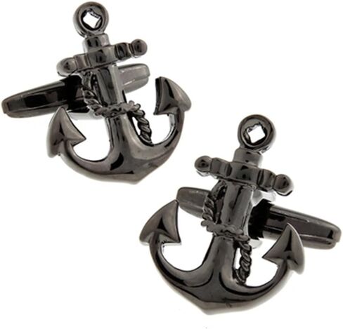 Anchor Rudder Fishing Navy Sailor Boat Sea Rose Gold Silver Cufflinks in Saudi Arabia