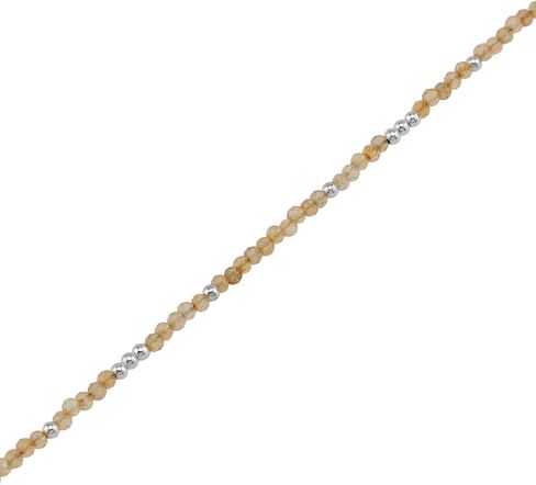 Silvershake 2MM Petite Natural Gemstones Bead 925 Sterling Silver Minimalist 6.5 to 7.5 Inch Adjustable Bracelet Birthstone Jewelry for Women or Teens in Saudi Arabia