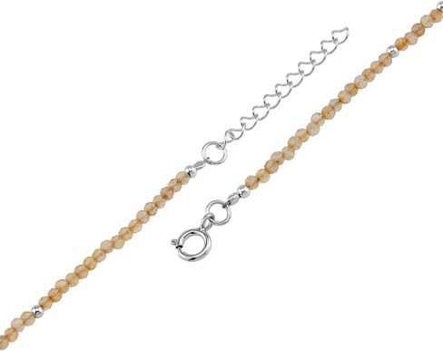Silvershake 2MM Petite Natural Gemstones Bead 925 Sterling Silver Minimalist 6.5 to 7.5 Inch Adjustable Bracelet Birthstone Jewelry for Women or Teens in Saudi Arabia