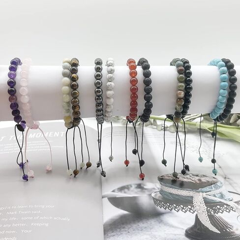 srobenz 12 قطعة 8mm الأحجار الكريمة أساور قابلة للتعديل مجموعة للرجال النساء للجنسين مطرز شفاء عين النمر جمشت الطاقة الطاقة قابل للتعديل أساور مرنة مجوهرات in Kuwait