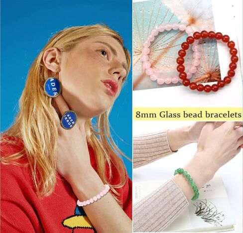 Jewdreamer 18 قطعة 8 مم مطرز سوار قابل للتمدد سوار زجاجي مصنوع يدويًا للنساء والرجال متعدد الألوان كريستال خرز دائري سوار مطاط الخرز أساور مجوهرات in Kuwait