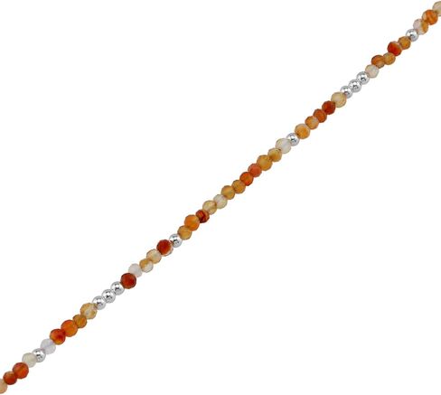 Silvershake 2MM Petite Natural Gemstones Bead 925 Sterling Silver Minimalist 6.5 to 7.5 Inch Adjustable Bracelet Birthstone Jewelry for Women or Teens in Saudi Arabia