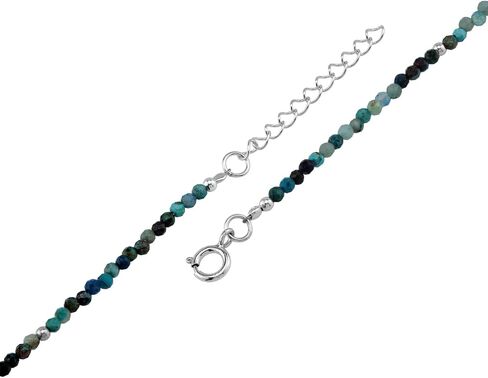 Silvershake 2MM Petite Natural Gemstones Bead 925 Sterling Silver Minimalist 6.5 to 7.5 Inch Adjustable Bracelet Birthstone Jewelry for Women or Teens in Saudi Arabia