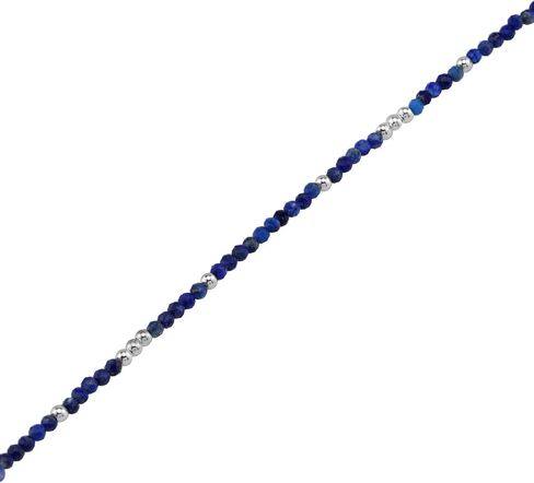 Silvershake 2MM Petite Natural Gemstones Bead 925 Sterling Silver Minimalist 6.5 to 7.5 Inch Adjustable Bracelet Birthstone Jewelry for Women or Teens in Saudi Arabia