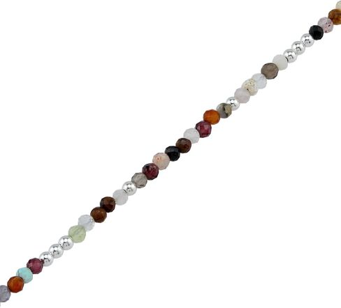 Silvershake 2MM صغيرتي الأحجار الكريمة الطبيعية حبة 925 الفضة الاسترليني الحد الأدنى 6.5 إلى 7.5 بوصة قابل للتعديل سوار جوهرة المجوهرات للنساء أو المراهقين in Kuwait